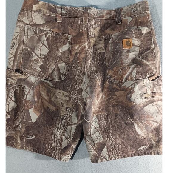 Vintage 90s Carhartt RealTree B191 CMO Size 34 Carpenter Shorts Camo Hunting Y2K - Picture 6 of 8